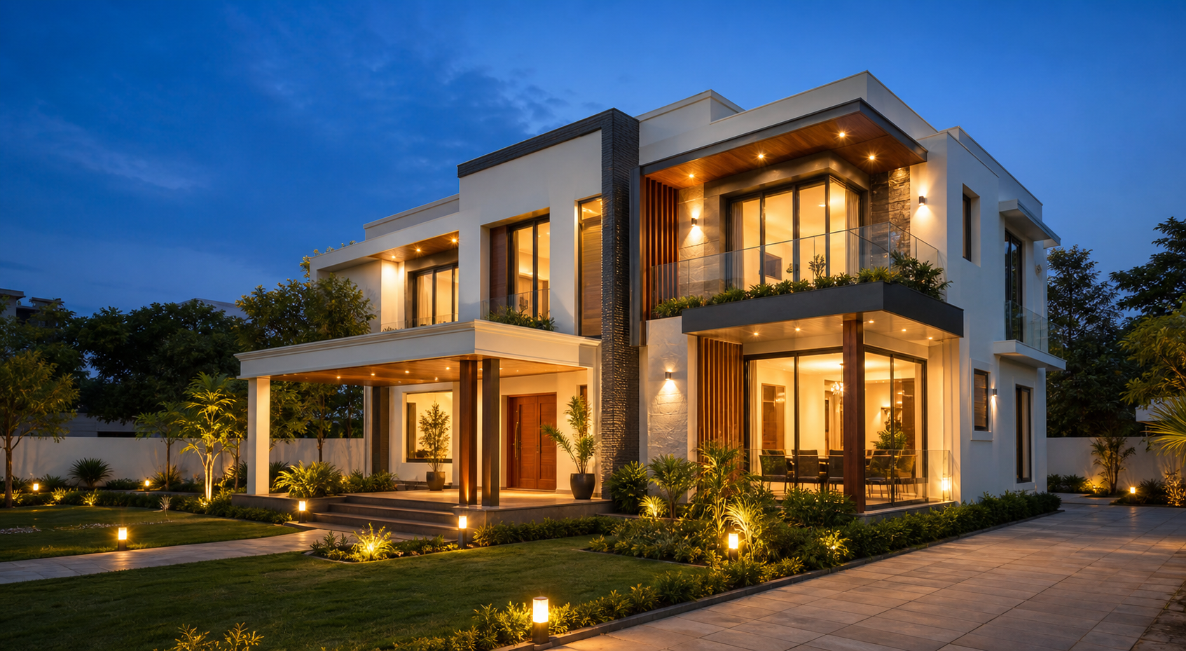 A landscaped luxury villa by Legacy Homes